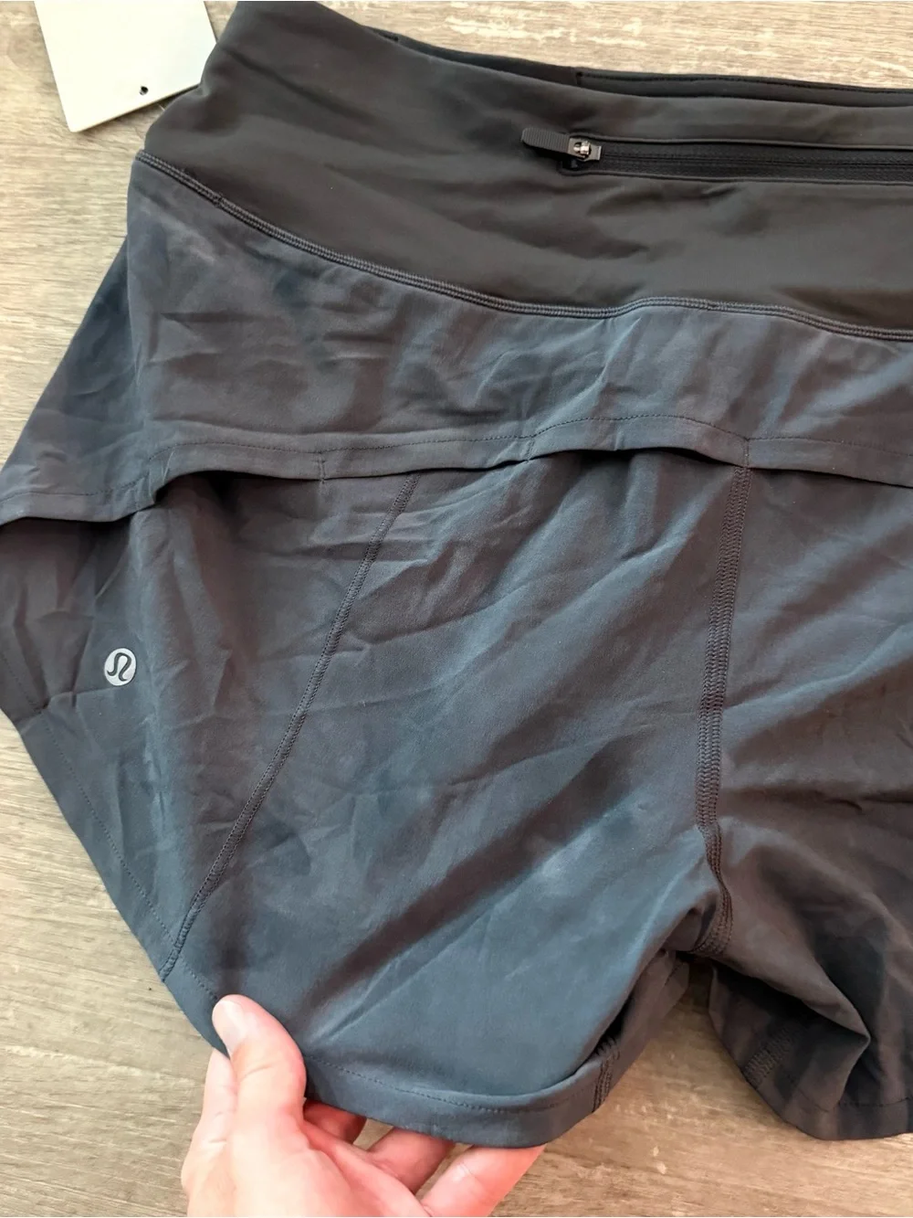 Original Version Lululemon Speed Up MR Shorts 4” NEW Diamond Dye Pitch Grey Sz 8